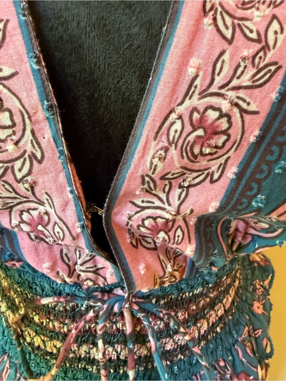 Farm Rio Bohemian Floral Maxi Dress in Teal and Pink - Picture 3 of 9